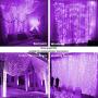 Halloween 300LED Curtain String Lights Purple Window Lights Remote Timer for Wall Backdrop Wedding Party Bedroom Garden Outdoor Indoor Decor(Purple)