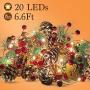 AY 2 Packs Christmas String Lights, 6.8Ft Pine Cone Berries Red Bell Garland with 20 Fairy Lights, Battery Operated for Indoor Outdoor Christmas Decorations Holiday New Year (Total 13.6Ft/40 Lights)