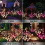 HeyMate Solar Lights Outdoor 2 Pack Purple & Pink Solar Garden Orchids Flower Lights Solar Christmas Decorative Lights Waterproof for Patio,Yard,Backyard,Pathway