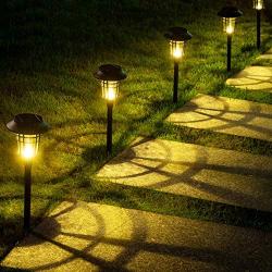 Solar Pathway Lights LeiDrail Landscape Lighting Outdoor Garden Path Light Glass Metal Waterproof Super Tall Warm White LED for Yard Patio Lawn - 6 Pack