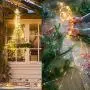 String Lights Christmas/ Starry Lights 220 LEDs Waterfall Vine String Lights Battery Operated Copper Wire Branch Lights with Remote Timer for Garden OutdoorTree Decorative (Warm White)