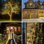 kolpop Solar String Lights Outdoor, Solar Powered Fairy Lights 240 LED 8 Modes Garden Copper Wire Waterproof Decoration Lighting for Tree Patio Christmas Camping Wedding Party Warm White