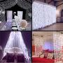 Qunlight Star 304 LED 9.8ftx9.8ft 30V 8 Modes with Memory Window Curtain String Lights Wedding Party Home Garden Bedroom Outdoor Indoor Wall Decorations(Cool White)