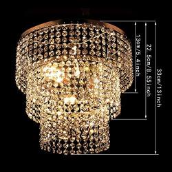 Luxurious K9 Crystal Chandelier with 3 Circle Octagon Shape Crystal Lighting Fixture Pendant Lighting for Dining Room Bathroom Bedroom Living-Room 3 E26 LED Bulbs (Transparent Pewter)