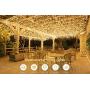 UPOOK Solar String Lights, 100LED Copper Wire Solar Fairy Lights 33Ft 8 Modes Waterproof Outdoor String Lights for Christmas Party Wedding Decoration Patio Garden Yard 2 Pack (Warm White 100LED)