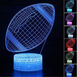 Football 3D Night Light - 3D Illusion Lamp for Boys 16 Changing Color Remote Control Football Kids Room Decor Lighting