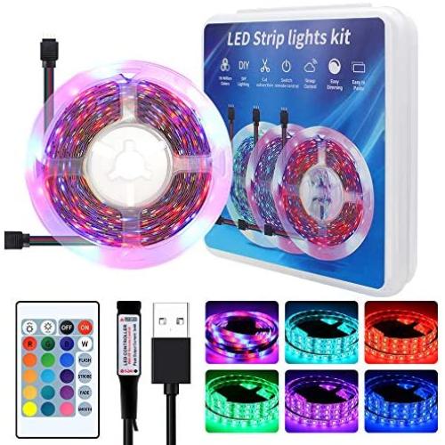 Yetaida 16.4ft USB LED Strip Light with Remote, Color Changing LED Strip Lights, for Bedroom, Home, Kitchen, DIY Decoration (Not Include Battery)