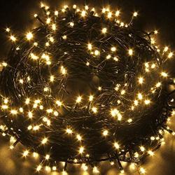 STARSHINE 29V 105FT/30M 300 LED String Fairy Lights with 8 Modes for Patio, Backyard, Garden, Wedding, Christmas Party, Outdoor and Indoor Decoration, Warm White, Dark Green Wire, UL Certificated