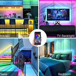 LED Lights for Bedroom, 32.8FT RGB Led Strip Lights Music Sync Led Light Strips, 5050 SMD Waterproof Color Changing Led Rope Lights with Remote, APP Control for Room,TV, Wall, Party, Home Decoration