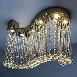 JEUNEU Modern Royal Crystal Chandelier K9 Raindrop Ceiling Light for Living Room Hotel Hallway Foyer Entry Way Stairways (S)