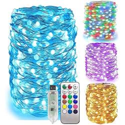 Solhice 66ft Color Changing LED Fairy Lights USB Powered, 200 LEDs RGB String Lights with Remote Control for Girl Bedroom, Chasing Lights Waterproof for Party Wedding Decoration