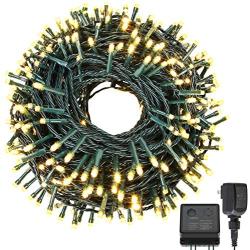 holahome Led Christmas String Lights Outdoor Indoor - 115Ft 300 LED UL Certified 8 Modes End to End Plug - Warm White Fairy Lights for Xmas Tree, Wedding, Patio, Garden, Holiday Decoration