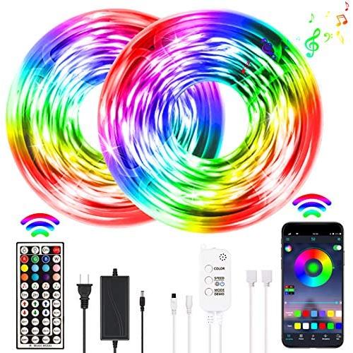 Led strip lights 32.8ft RGB led lights 5050 Led strips Jeryyen Smart Led lights Strip Music sync Color Changing Lights with 44key Remote and App control Led Lights for Bedroom Tv Home Party Decoration