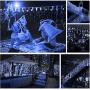 Hezbjiti 8 Modes LED Icicle Lights,65.6 FT 640 LED 120 Drops Fairy String Lights Plug in Extendable Curtain Light String Christmas Lights for Bedroom Patio Yard Garden Wedding Party (Blue)