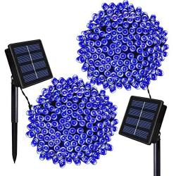 Solarmks Solar Christmas Lights ,72ft 8 Modes 200 LED Solar String Lights Outdoor Waterproof Fairy Solar Lights for Christmas Garden Patio Wedding Party Home Xmas Tree Decorations(Blue 2pack)