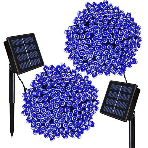 Solarmks Solar Christmas Lights ,72ft 8 Modes 200 LED Solar String Lights Outdoor Waterproof Fairy Solar Lights for Christmas Garden Patio Wedding Party Home Xmas Tree Decorations(Blue 2pack)