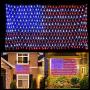 6.5ft3.3ft 420LED American Flag Net Lights String Light Waterproof for Christmas, Holiday, Independence Day, Memorial Day, Decoration, Garden, Yard, Indoor Outdoor