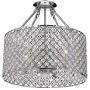 Marya 4-Light Chrome Round Shade Crystal Semi Flush Mount Chandelier Ceiling Fixture, Beaded Drum Shade