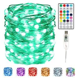 Fairy String Lights,Heyrsun 33Ft 100 LEDs USB Fairy Lights,16 Color Changing String Lights with Remote, Waterproof Firefly Twinkle String Lights for Bedroom,In/Outdoor,Christmas Decor