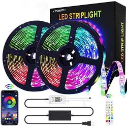 Smart RGB LED Strip Lights, 32.8ft Waterproof Outdoor Strips Bluetooth Tape Light 300 LEDs SMD5050 Music Sync Color Changing, Phone APP Controlled for iOS & Android Home Party Kitchen Christmas Decor