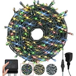 Christmas Lights Outdoor 105FT 300 LED,String Lights Waterproof,Christmas Fairy Light Plug in Multi-Color LED Light Indoor for Tree/Bedroom/Patio Decoration with 8 Modes Memory Function,100% UL Listed