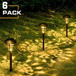 GIGALUMI Solar Pathway Lights Outdoor, 6 Pack Super Bright High Lumen Solar Powered LED Garden Lights for Lawn, Patio, Yard