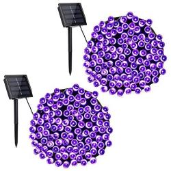 Toodour Solar Purple String Lights, 2 Packs 72ft 200 LED 8 Modes Outdoor String Lights, Waterproof Solar Fairy Lights for Garden, Patio, Fence, Holiday, Party, Balcony Halloween Decorations (Purple)