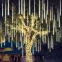 Joiedomi 2Packs Christmas Meteor Shower Lights Falling Rain Drop Icicle String Lights 240 LEDs 8 Tube 30cm/12inch (Warm White) for Christmas Holiday Party Home Patio Outdoor Decoration