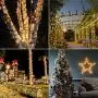 Komoon Solar String Lights 72 Ft 22 Meter 200 LED Solar Powered Fairy Christmas Lights for Outdoor Gardens Homes Wedding Party Lawn Patio Xmas Tree Waterproof (Warm White)