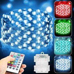 Metaku 2 Pack Fairy Lights Battery Operated 16.4Ft 50 LED String Lights with Remote 16 Color Changing Twinkle Lights Waterproof Multicolor Christmas Lights for Bedroom Party Patio Indoor Outdoor Décor