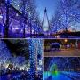 Christmas Tree Lights - 320 LEDs 115ft/35m Memory Function End-to-End 8 Modes Plug in Indoor/Outdoor Waterproof Decorative Fairy Twinkle String Lights for Halloween/Thanksgiving Day/Patio/Room - Blue