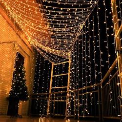 Auhavor Curtain Lights 594 String Lights Fairy Curtain Window 8 Modes Twinkle Lights Warm White String Lights Waterproof Decorative Indoor Outdoor String Lights for Bedroom, Patio, Parties, Weddings