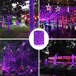 Twinkle String Light Curtain Fairy Mesh Lighting 8 Modes LED Christmas Tree Kids Bedroom Bushes Pouch Patio Outdoor Bushes Carnival Festival Light Decor Housewarming Gift (Purple, 7X10 FT)