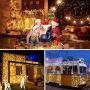Curtain Lights, 8 Modes Fairy Lights String with Remote Controller, IP64 Waterproof, USB Plug in Twinkle Lights for Weddings, Parties, Backdrop, Wall Decorations, 300 Led（9.8x9.8Ft, Warm White）