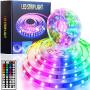 LED Strip Light 16.4ft/5m RGB Waterproof 5050 LED Striplight Rope Lighting Color Changing with 44-Keys IR Remote Controller Power Supply Led Lights for Bedroom Home Kitchen Decoration