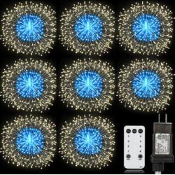 Homesprit Firework Lights 8 Pack 180 Led Copper Wire Starburst Lights with 8 Models, Power Supply Fairy Lights with Remote Control, Waterproof Outdoor Hanging Lights for Decor Garden Party Christmas