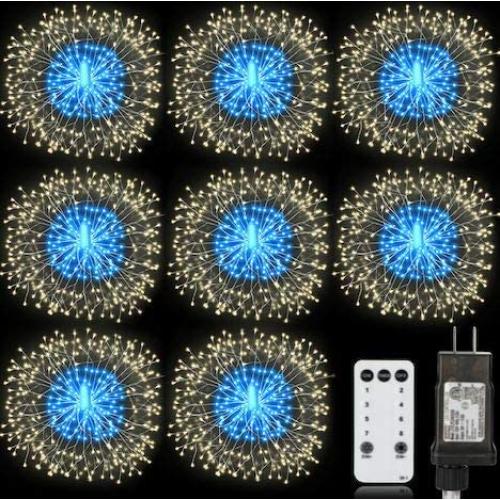 Homesprit Firework Lights 8 Pack 180 Led Copper Wire Starburst Lights with 8 Models, Power Supply Fairy Lights with Remote Control, Waterproof Outdoor Hanging Lights for Decor Garden Party Christmas Homesprit Firework Lights 8 Pack 180 Led Copper Wire Starburst Lights with 8 Models, Power Supply Fairy Lights with Remote Control, Waterproof Outdoor Hanging Lights for Decor Garden Party Christmas