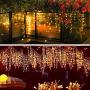 ILLUMINEW Icicle Lights, Christmas Fairy Hanging Lights 306 LED, 8 Modes Window Curtain Lights Outdoor, Falling Lights for Wedding Party Garden Home Bedroom Indoor/Outdoor Decoration (Warm White)