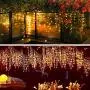 ILLUMINEW Icicle Lights, Christmas Fairy Hanging Lights 306 LED, 8 Modes Window Curtain Lights Outdoor, Falling Lights for Wedding Party Garden Home Bedroom Indoor/Outdoor Decoration (Warm White)