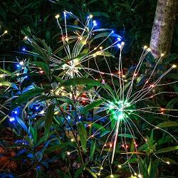 TDA Solar Firework Light Outdoor Garden Decorative Solar Lights Stake Fireworks Stars for Walkway Pathway Backyard Landscape Decoration (Multi-Color (2 Pack))