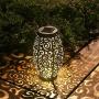 Solar Light Outdoor Hanging Solar Lantern Garden Outdoor Solar Light with Handle Retro Metal Waterproof Patio Yard Pathway Decorative 1 Pc Bronze