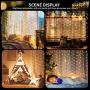 Window Curtain Lights, 8-Lighting Modes, 100-LED 9.8X9.8 Ft Dimmable String Lights with Remote, Christmas Twinkle Lights for Bedroom, Party, Wedding Decorations (Warm White) Window Curtain Lights, 8-Lighting Modes, 100-LED 9.8X9.8 Ft Dimmable String Lights with Remote, Christmas Twinkle Lights for Bedroom, Party, Wedding Decorations (Warm White)