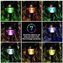 BEAU JARDIN 8 Pack Solar Lights with 7 Color Changing Pathway Outdoor Garden Stake Glass Stainless Steel Waterproof Auto On/Off Sun Powered Landscape Colorful Lighting Effect for Walkway Spike Bronze