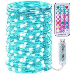 Solhice 50ft Color Changing LED Fairy Lights USB Powered, 150 LEDs RGB String Lights with Remote Control for Bedroom, Copper Wire Twinkle Firefly Lights Waterproof for Wedding Holiday Decoration