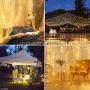 LE 2019 Curtain Lights, Waterproof, 300 LED Plug in Fairy Lights with Remote, 8 Modes Twinkle Lights, Warm White, Dimmable Decorative Indoor Outdoor String Lights for Bedroom, Patio, Parties, Weddings