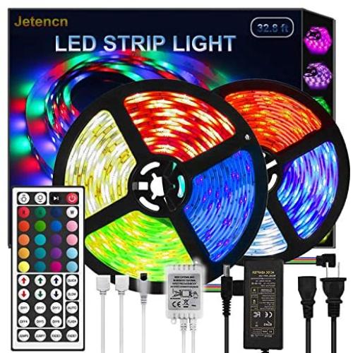 32.8ft LED Strip Lights, Color Changing RGB Rope Strip Light Waterproof 600 LEDs SMD 5050 Flexible Tape Lights with 44 Keys Remote for Bedroom, Home, TV, Kitchen, Desk, Bar, Living Dining Room