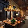 LAKIQ Rustic Vintage Resin Hanging Chandelier Lighting Fixture with Deer Horn Shape 4/6 Lights Antique Farmhouse Pendant Ceiling Light Candle Shape for Dining Room Living Room Restaurant (6 Lights)