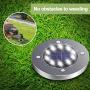 DUUDO Solar Ground Light, Upgraded 10 LED Garden Pathway Outdoor Waterproof in-Ground Lights, Disk Lights (Cold White, 8 Packs)