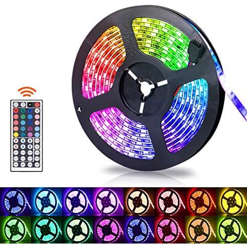 LED Strip Lights, 16.4ft RGB LED Light Strip 5050 LED Tape Lights - Waterproof, Color Changing LED Strip Lights with Remote for Home Kitchen Decoration