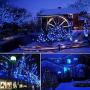 MAOKOT Solar String Lights, 72ft 1Pack 200 LED Solar Powered String Lights Outdoor, Waterproof 8 Modes LED Christmas Lights for Wedding Patio Garden Tree Party (Blue)